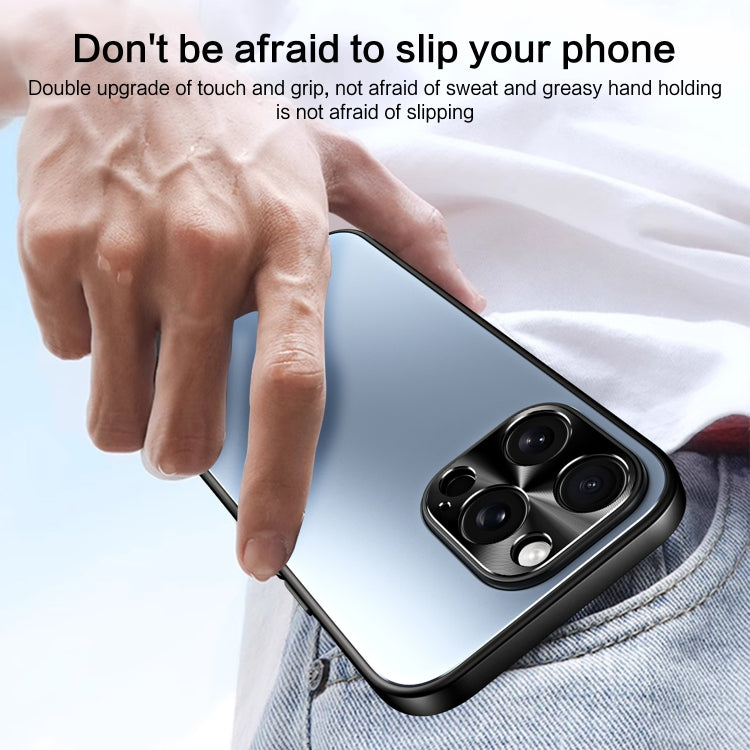 For iPhone 13 R-JUST RJ-61 Electroplating Frosted TPU + PC Phone Case(Blue) - iPhone 13 Cases by R-JUST | Online Shopping South Africa | PMC TechLife