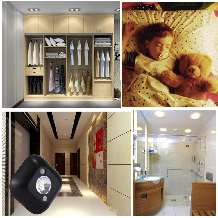 White Light Mini Human Body Motion Induction Ceiling Night Light , Porch Wall Lamps for Cabinets / Bedroom / Bathroom / Living Room, Sensor Distance: 2-3m(Black) - Sensor LED Lights by PMC TechLife | Online Shopping South Africa | PMC TechLife | Buy Now Pay Later Mobicred