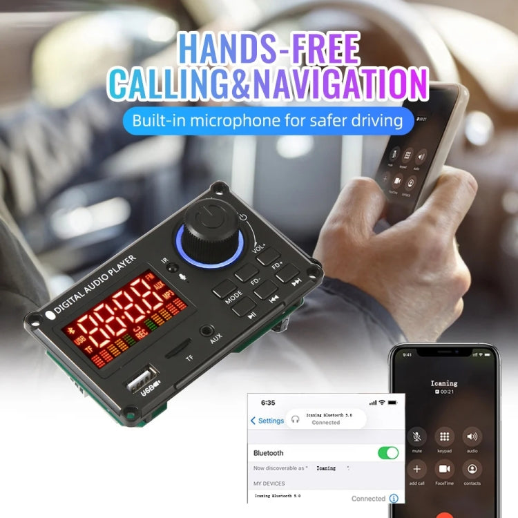 100W 12V TPA3116 Color Screen Power Amplifier Bluetooth Decoder Board With Recording Call(Small Silicone Remote Control) - Car MP3 & MP4 & MP5 by PMC TechLife | Online Shopping South Africa | PMC TechLife | Buy Now Pay Later Mobicred