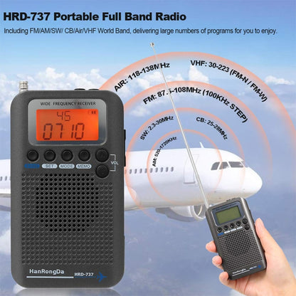 HRD-737 Portable Aircraft Band Radio Wide Frequency Receiver (Gold) - Radio Player by PMC Jewellery | Online Shopping South Africa | PMC Jewellery | Buy Now Pay Later Mobicred