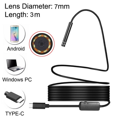 AN97 USB-C / Type-C Endoscope Waterproof IP67 Tube Inspection Camera with 8 LED & USB Adapter, Length: 3m, Lens Diameter: 7mm -  by PMC Jewellery | Online Shopping South Africa | PMC Jewellery | Buy Now Pay Later Mobicred