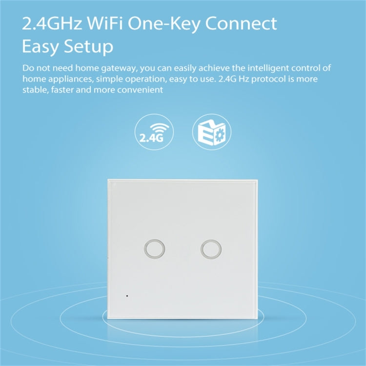 NEO NAS-SC02W Wireless WiFi EU Smart Light Control Switch 2Gang - Smart Switch by NEO | Online Shopping South Africa | PMC Jewellery | Buy Now Pay Later Mobicred