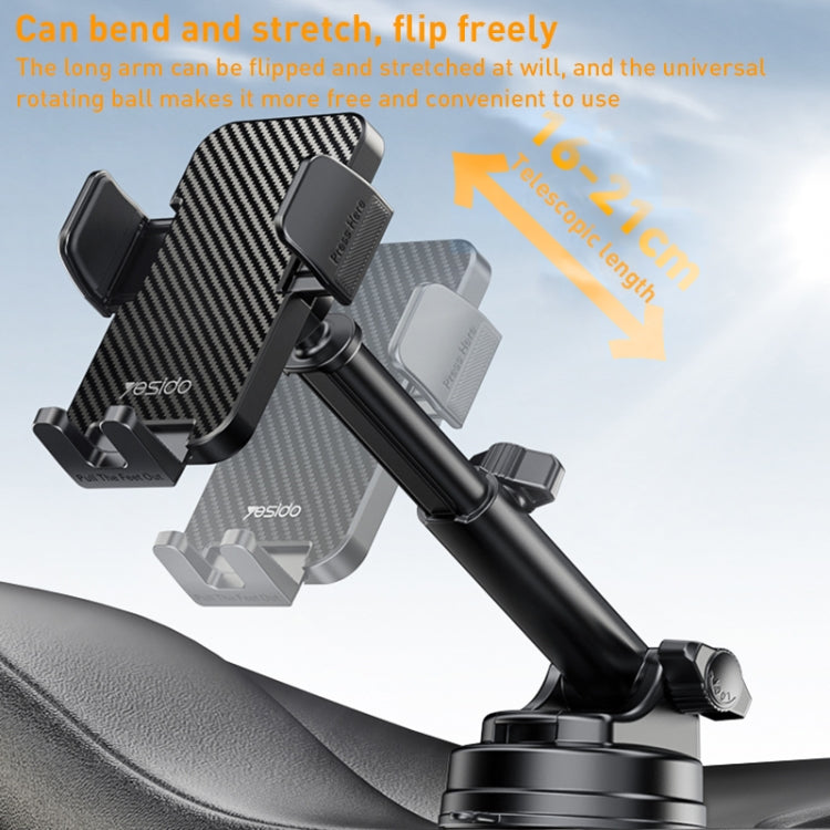 Yesido C173 Suction Cup Type Telescopic Rod Car Phone Holder (Black) - Car Holders by Yesido | Online Shopping South Africa | PMC Jewellery | Buy Now Pay Later Mobicred