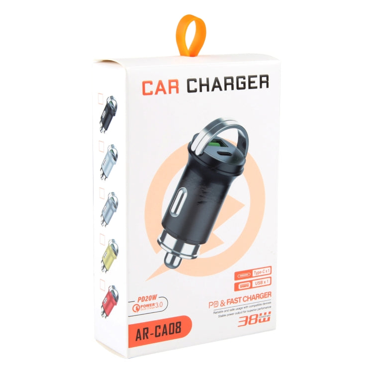 AR-CA08 12W 2A USB-C / Type-C + USB Ports Car Charger (Grey) - Car Charger by PMC TechLife | Online Shopping South Africa | PMC TechLife | Buy Now Pay Later Mobicred