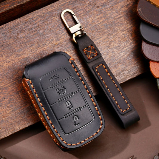 For Dodge Ram 4-button C161 Car Key Leather Protective Case (Black) - Car Key Cases by PMC Jewellery | Online Shopping South Africa | PMC Jewellery | Buy Now Pay Later Mobicred