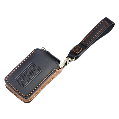 For Lexus 3-button Hallmo Car Cowhide Leather Key Protective Cover Key Case(Brown) - Car Key Cases by Hallmo | Online Shopping South Africa | PMC Jewellery | Buy Now Pay Later Mobicred