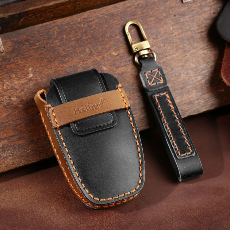 For Lincoln Hallmo Car Cowhide Leather Key Protective Cover Key Case(Black) - Car Key Cases by Hallmo | Online Shopping South Africa | PMC TechLife | Buy Now Pay Later Mobicred