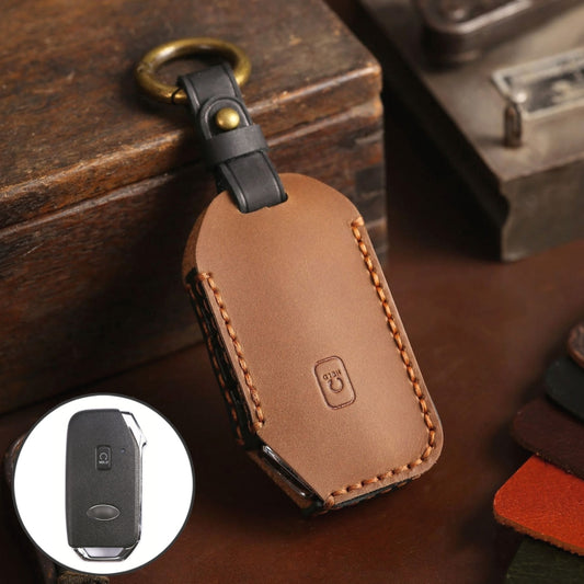 For Kia Sorento Hallmo Car Cowhide Leather Key Protective Cover Key Case(Brown) - Car Key Cases by Hallmo | Online Shopping South Africa | PMC Jewellery | Buy Now Pay Later Mobicred
