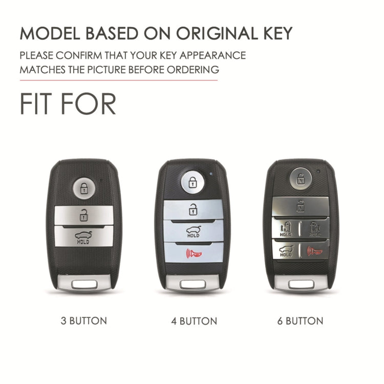 For Kia C134 6-button Hallmo Car Cowhide Leather Key Protective Cover Key Case(Blue) - Car Key Cases by Hallmo | Online Shopping South Africa | PMC TechLife | Buy Now Pay Later Mobicred