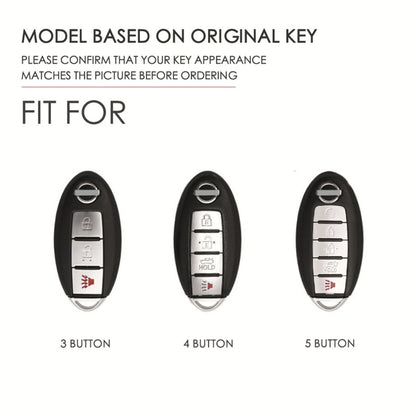 For Nissan 4-button Horn Hallmo Car Cowhide Leather Key Protective Cover Key Case(Black) - Car Key Cases by Hallmo | Online Shopping South Africa | PMC Jewellery | Buy Now Pay Later Mobicred
