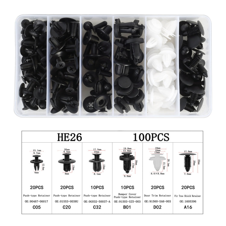 100 in 1 Universal Car Plastic Fasteners Rivet Clips Set - Nuts & Bolts by PMC Jewellery | Online Shopping South Africa | PMC Jewellery