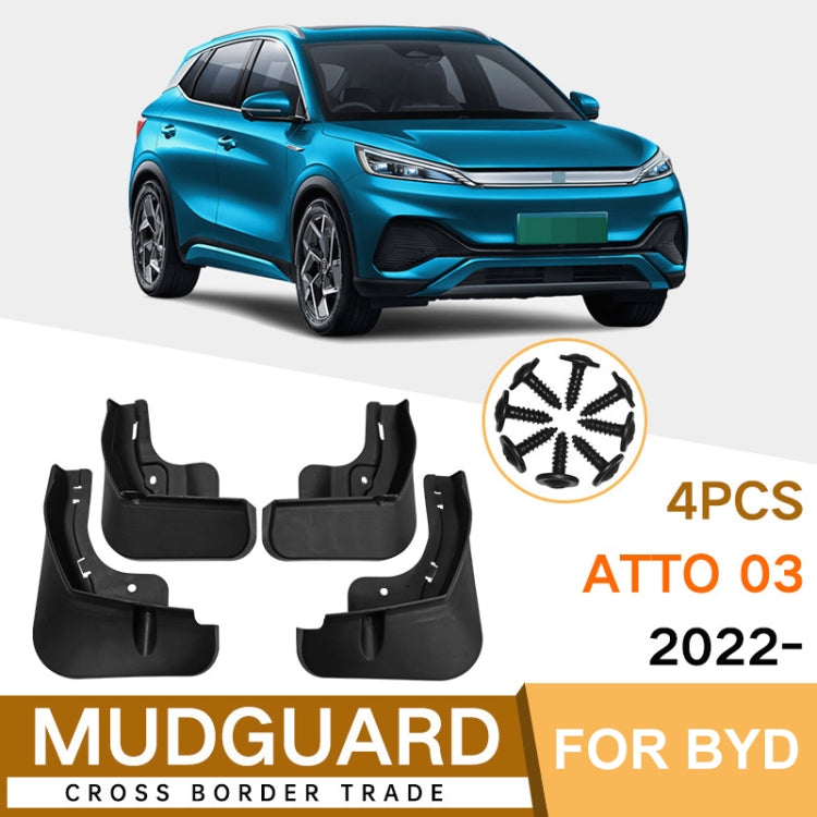 For BYD Atto 03 Yuan Plus 2022 4pcs/Set Car Auto Soft Plastic Splash Flaps Fender Guard - Mudguards by PMC Jewellery | Online Shopping South Africa | PMC Jewellery | Buy Now Pay Later Mobicred