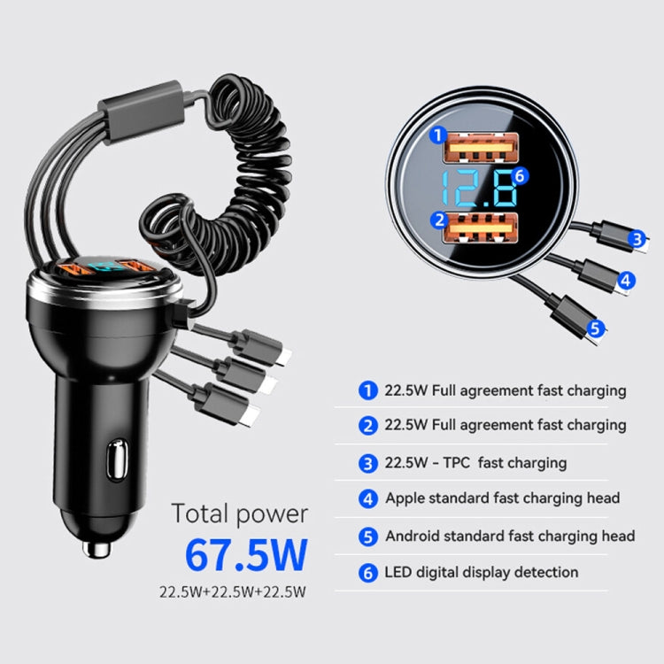 BW13 67.5W 3 in 1 Charging Cable & Dual USB Port Car Charger - Car Charger by PMC TechLife | Online Shopping South Africa | PMC TechLife | Buy Now Pay Later Mobicred