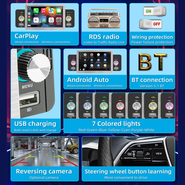 158W 5 inch Allwinner Melis F133 Car MP5 Player, Support CarPlay / BT / USB / FM - Car MP3 & MP4 & MP5 by PMC TechLife | Online Shopping South Africa | PMC TechLife | Buy Now Pay Later Mobicred