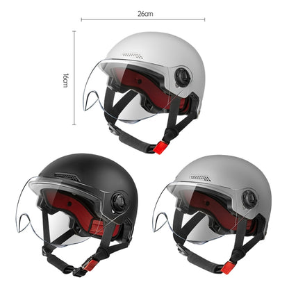 BY-1292 Unisex Motorcycle Frosted Protective Short Mirror Half Helmet (Black) - Helmets by PMC Jewellery | Online Shopping South Africa | PMC Jewellery | Buy Now Pay Later Mobicred