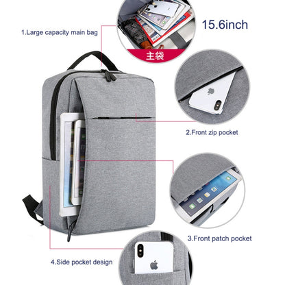 POFOKO Large-capacity Waterproof Oxford Cloth Business Casual Backpack with External USB Charging Design for 15.6 inch Laptops (Grey) - Other by POFOKO | Online Shopping South Africa | PMC Jewellery | Buy Now Pay Later Mobicred