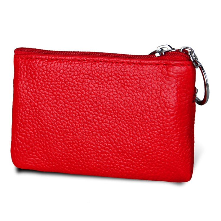 Cowhide Leather Zipper Solid Color Horizontal Card Holder Wallet RFID Blocking Coin Purse Card Bag Protect Case, Size: 11.4*7.4cm(Red) - Antimagnetic RFID Package by PMC Jewellery | Online Shopping South Africa | PMC Jewellery | Buy Now Pay Later Mobicred