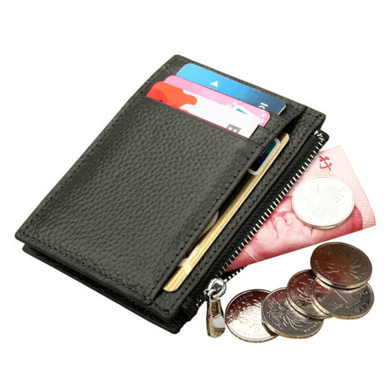 Cowhide Leather Solid Color Zipper Card Holder Wallet RFID Blocking Coin Purse Card Bag Protect Case, Size: 11*8*1.5cm (Coffee) - Antimagnetic RFID Package by PMC Jewellery | Online Shopping South Africa | PMC Jewellery | Buy Now Pay Later Mobicred