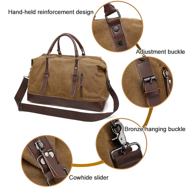 AUGUR 2012 Portable Casual Canvas Travel Handbag Baggage Shoulder Crossby Bag(Coffee) - Handbags by AUGUR | Online Shopping South Africa | PMC Jewellery | Buy Now Pay Later Mobicred