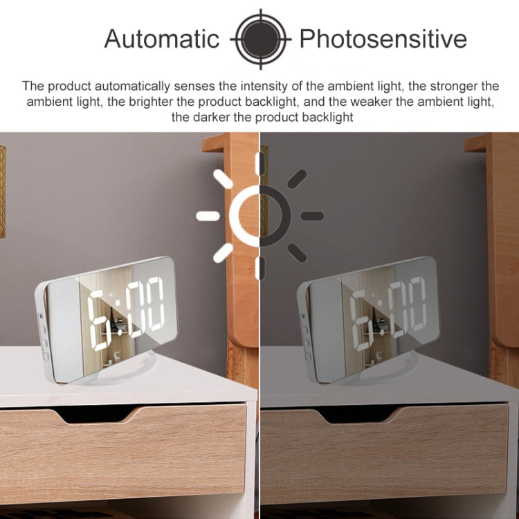 TS-8201-W Multifunctional LED Makeup Mirror Desk Clock Automatic Photosensitive Electronic Alarm (White) - Alarm Clocks by PMc TechLife | Online Shopping South Africa | PMc TechLife | Buy Now Pay Later Mobicred