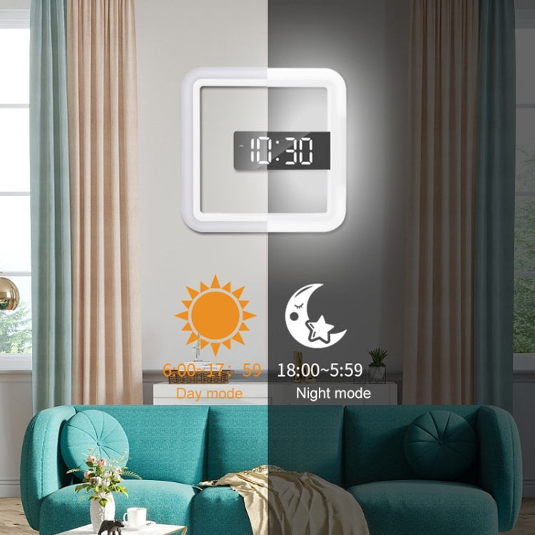 TS-S28-W Multifunctional Square RGB Thermometer Digital Alarm Clock LED Mirror Hollow Wall Clock - Alarm Clocks by PMc TechLife | Online Shopping South Africa | PMc TechLife | Buy Now Pay Later Mobicred