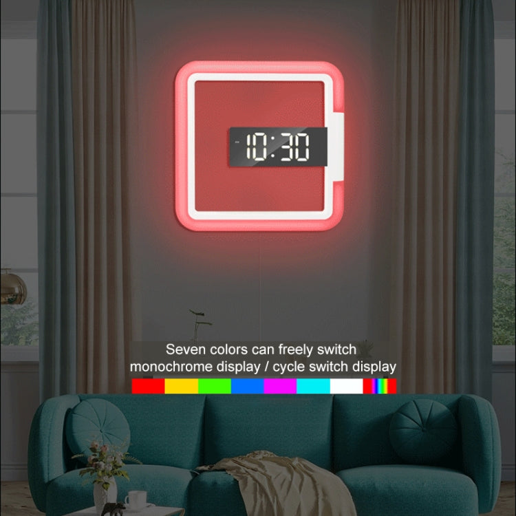TS-S28-W Multifunctional Square RGB Thermometer Digital Alarm Clock LED Mirror Hollow Wall Clock - Alarm Clocks by PMc TechLife | Online Shopping South Africa | PMc TechLife | Buy Now Pay Later Mobicred