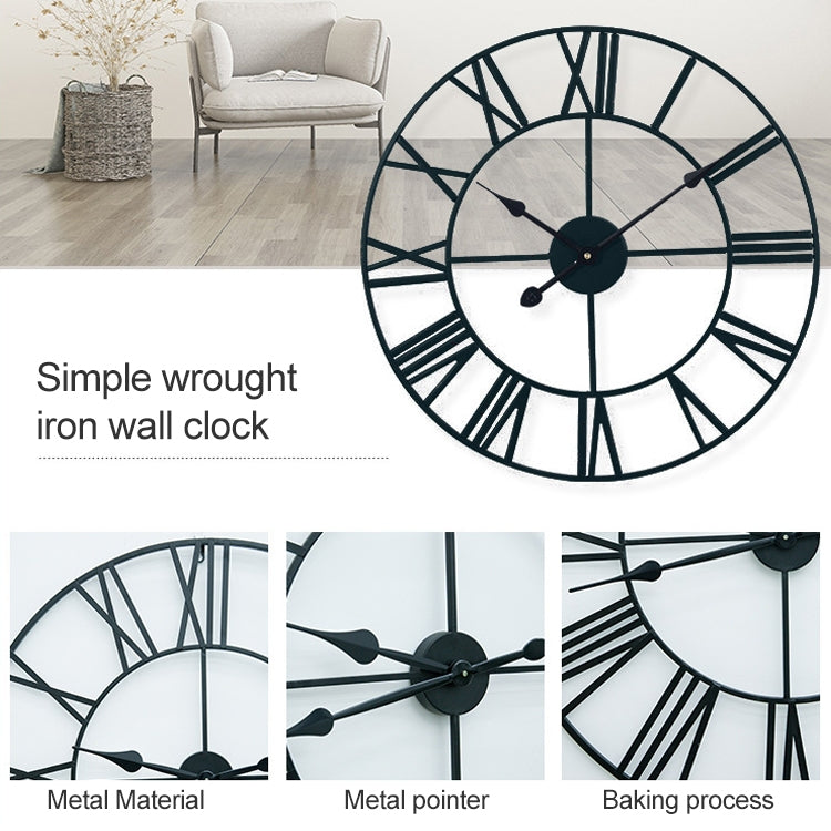 45cm Retro Living Room Iron Round Roman Numeral Mute Decorative Wall Clock (Silver) - Wall Clock by PMc TechLife | Online Shopping South Africa | PMc TechLife | Buy Now Pay Later Mobicred