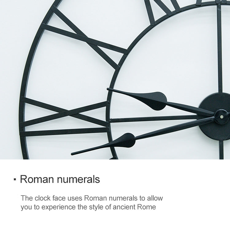45cm Retro Living Room Iron Round Roman Numeral Mute Decorative Wall Clock (Silver) - Wall Clock by PMc TechLife | Online Shopping South Africa | PMc TechLife | Buy Now Pay Later Mobicred