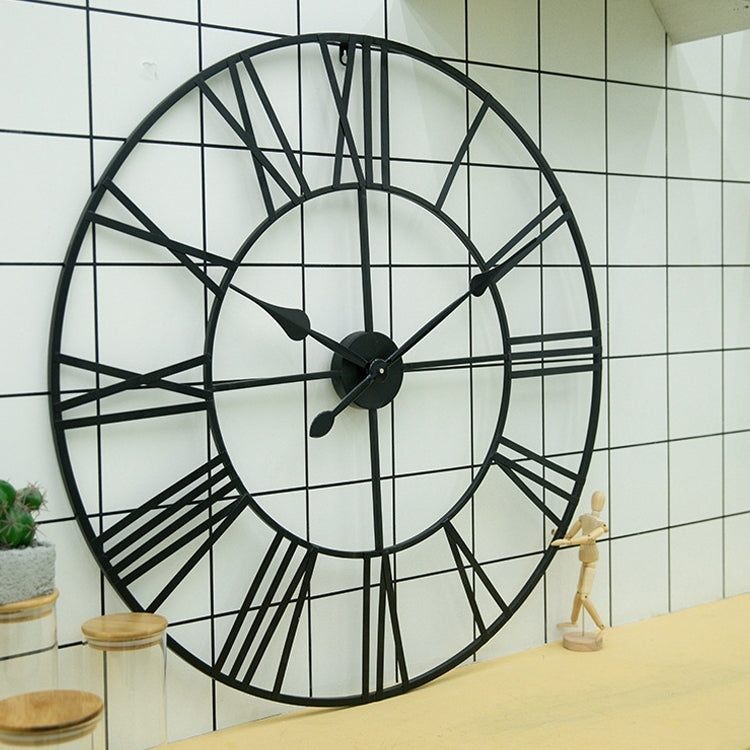 45cm Retro Living Room Iron Round Roman Numeral Mute Decorative Wall Clock (Silver) - Wall Clock by PMc TechLife | Online Shopping South Africa | PMc TechLife | Buy Now Pay Later Mobicred