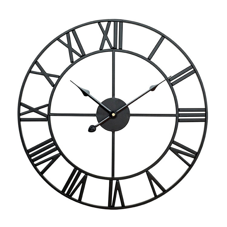 60cm Retro Living Room Iron Round Roman Numeral Mute Decorative Wall Clock (Black) - free shipping - PMc TechLife - Order now!