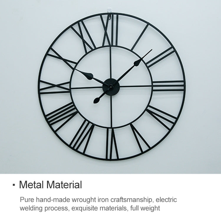 80cm Retro Living Room Iron Round Roman Numeral Mute Decorative Wall Clock (Black) - Wall Clock by PMc TechLife | Online Shopping South Africa | PMc TechLife | Buy Now Pay Later Mobicred