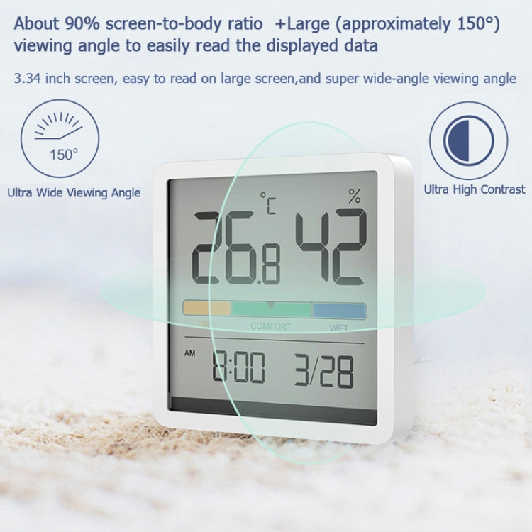 Original Xiaomi Youpin Miiiw Silent Indoor Temperaturer And Humidity Clock with Large 3.34 inch LCD Screen(White) - Indoor Thermometer by Xiaomi | Online Shopping South Africa | PMC Jewellery | Buy Now Pay Later Mobicred