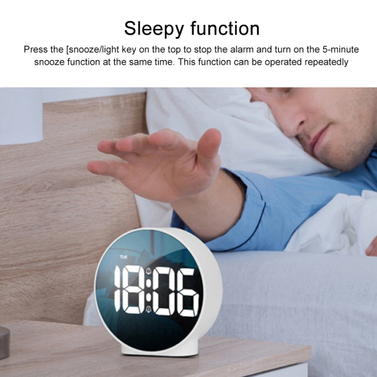 8816 LED Mirror Round Dual-purpose Alarm Clock (Black) - Novelty Clock by PMc TechLife | Online Shopping South Africa | PMc TechLife | Buy Now Pay Later Mobicred