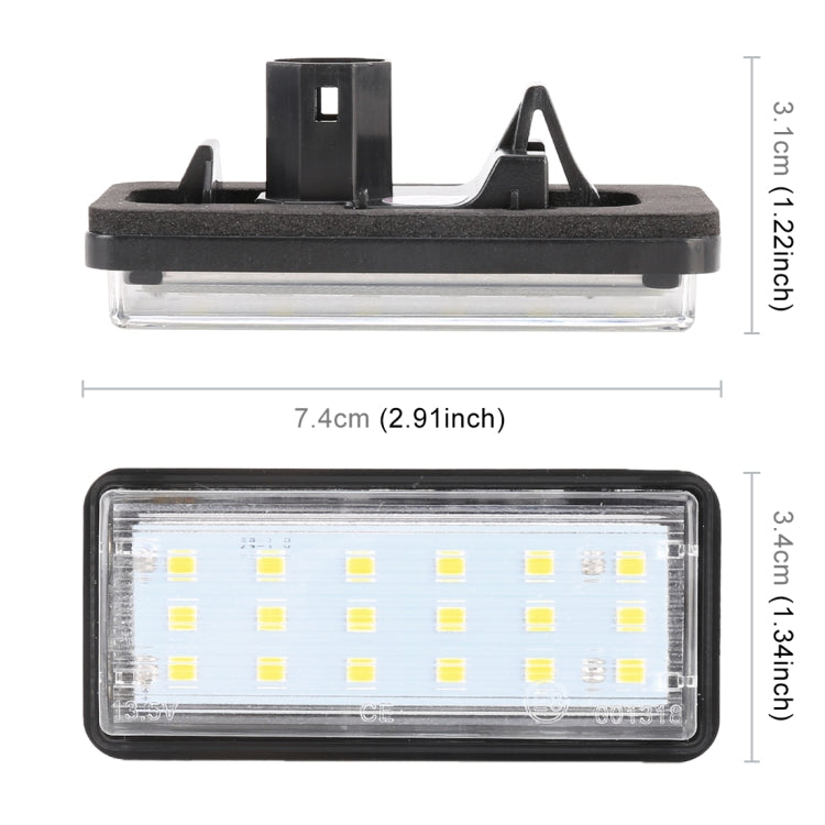 2 PCS DC12V / 1.5W/ 6000K / 100LM Car LED License Plate Light 18LEDs SMD-3528 Lamps for Lexus(White Light) - License Plate Lights by PMC Jewellery | Online Shopping South Africa | PMC Jewellery | Buy Now Pay Later Mobicred