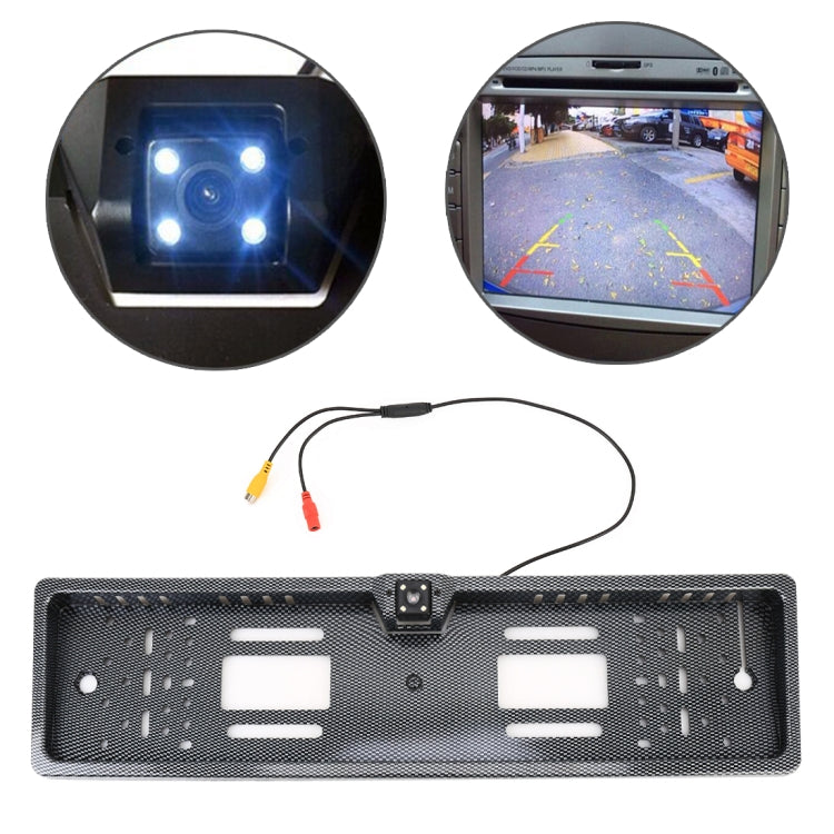 JX-9488 720x540 Effective Pixel NTSC 60HZ CMOS II Universal Waterproof Car Carbon Fiber Rear View Backup Camera with 2W 80LM 5000K White Light 4LED Lamp, DC 12V, Wire Length: 4m - Rear View Cameras by PMC Jewellery | Online Shopping South Africa | PMC Jewellery | Buy Now Pay Later Mobicred