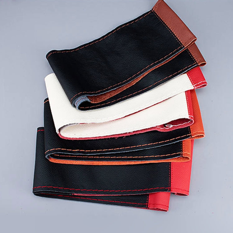 Car Universal 38cm Genuine Leather Hand-stitched Steering Wheel Cover(Black Red) - Steering Wheel Accessories by PMC TechLife | Online Shopping South Africa | PMC TechLife | Buy Now Pay Later Mobicred