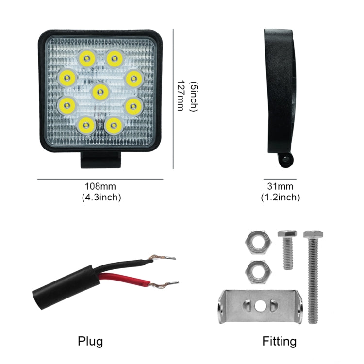 6.7W White Light Square-Shaped Waterproof Car Boat Marine Work Lights Spotlight LED Bulbs, DC 9-30V - Work Lights by PMC TechLife | Online Shopping South Africa | PMC TechLife | Buy Now Pay Later Mobicred