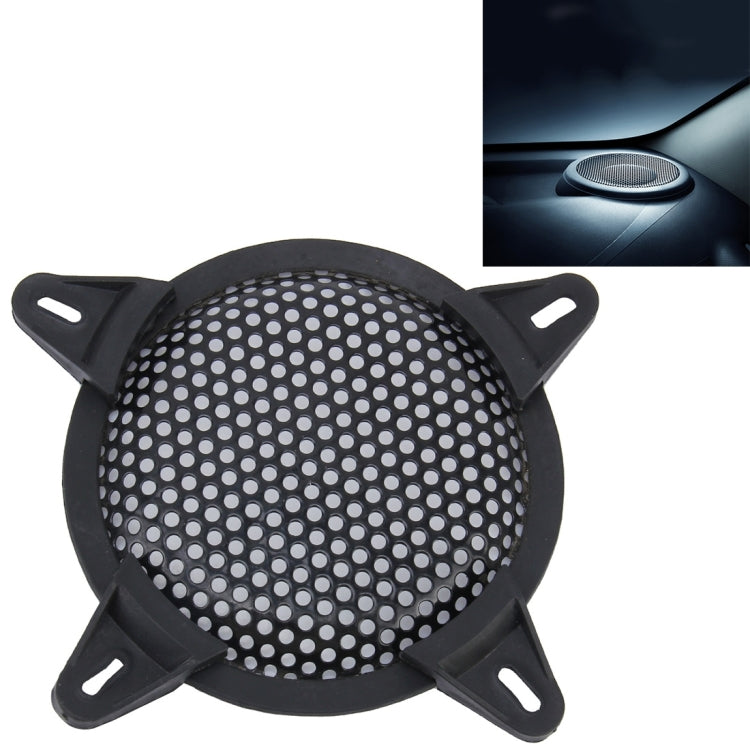 5 inch Car Auto Metal Mesh Black Round Hole Subwoofer Loudspeaker Protective Cover Mask Kit with Fixed Holder - Car Amplifiers by PMC Jewellery | Online Shopping South Africa | PMC Jewellery