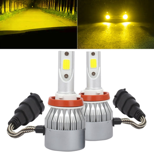 2 PCS H8/H9/H11 18W 1800 LM 3000K IP68 Casnbus Constant Current Car LED Headlight with 2 COB Lamps, DC 9-36V(Gold Light) - LED Headlamps by PMC Jewellery | Online Shopping South Africa | PMC Jewellery | Buy Now Pay Later Mobicred