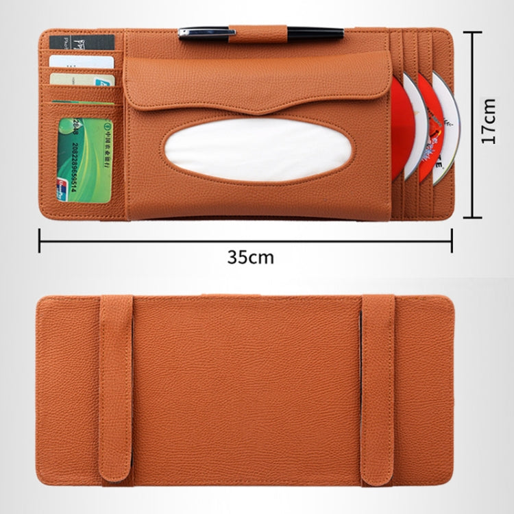 DERANFU 3 In 1 Lichee Texture Multi-function Car Hang Type Leather Towel Box with Card Slot & CD Slot(Dark Brown) - Tissue Boxes by PMC Jewellery | Online Shopping South Africa | PMC Jewellery | Buy Now Pay Later Mobicred