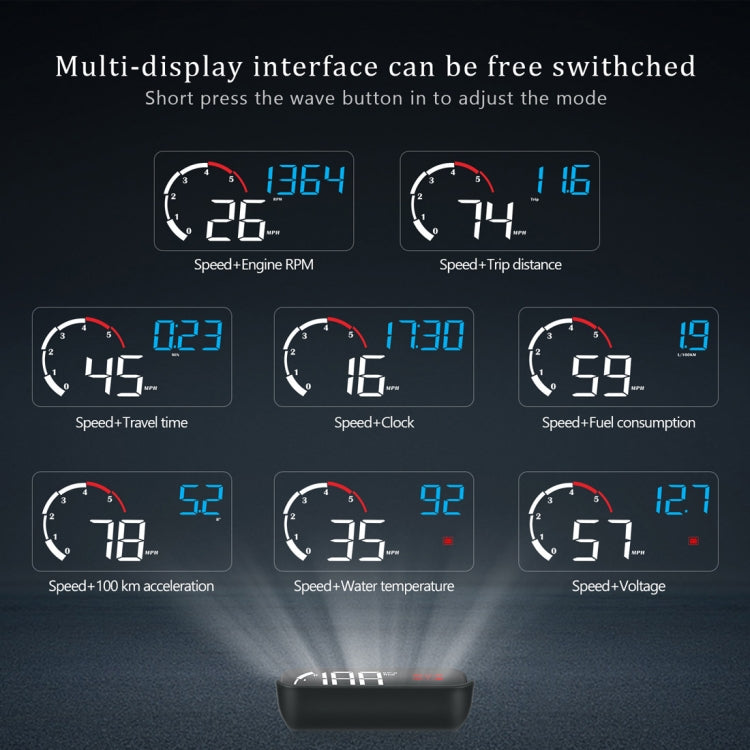 M10 3.5 inch Universal Car OBD2 HUD Vehicle-mounted Head Up Display (Yellow) - Head Up Display System by PMC TechLife | Online Shopping South Africa | PMC TechLife | Buy Now Pay Later Mobicred