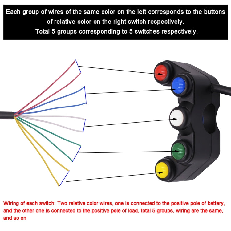 Motorcycle Headlight Auxiliary Light Horn Switches Aluminum Alloy Five-position Faucet Switches with Light - Electrical System by PMC Jewellery | Online Shopping South Africa | PMC Jewellery