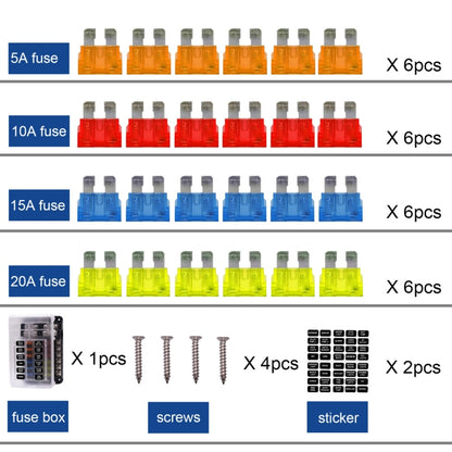 Independent Positive and Negative 1 in 12 Out 12 Way Circuit Blade Fuse Box Fuse Holder Kits with LED Warning Indicator for Auto Car Truck Boat - Fuse by PMC Jewellery | Online Shopping South Africa | PMC Jewellery