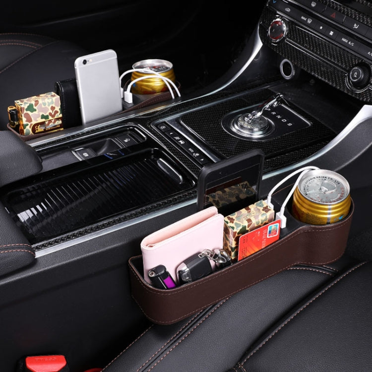 Car Multi-functional Co-pilot Seat Console PU Leather Box Cigarette Lighter Charging Pocket Cup Holder Seat Gap Side Storage Box(Coffee) - Stowing Tidying by PMC Jewellery | Online Shopping South Africa | PMC Jewellery