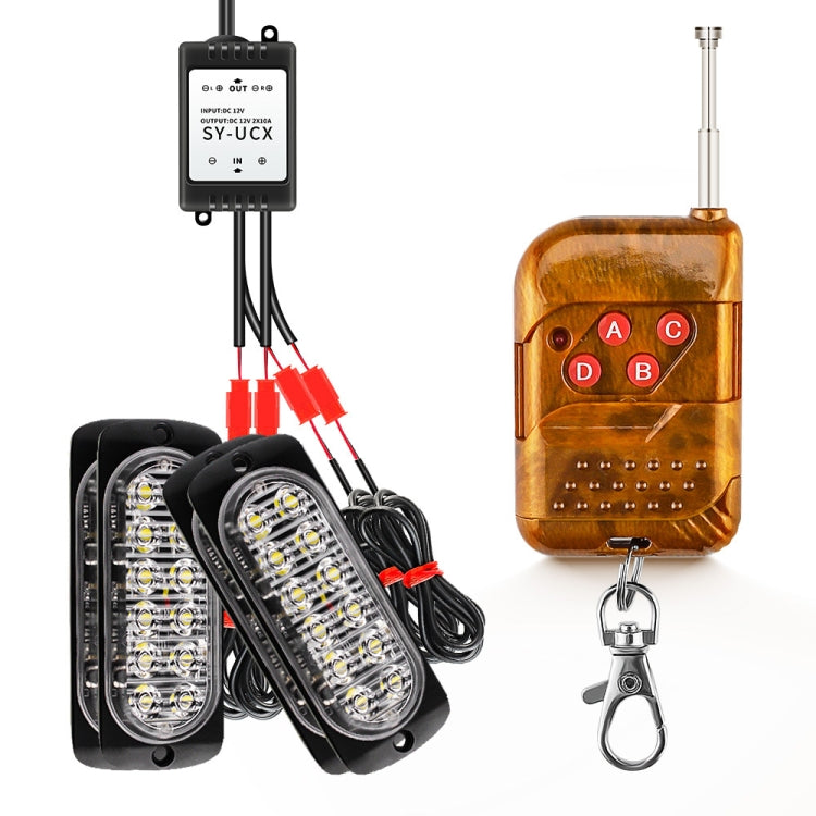 DC12V-24V / 18W 4 in 1 Front Grille Emergency Strobe Flash Warning Light Pickup 12LEDs Side Light Wireless Control 16 Modes (Red Light) - Warning Lights by PMC Jewellery | Online Shopping South Africa | PMC Jewellery | Buy Now Pay Later Mobicred