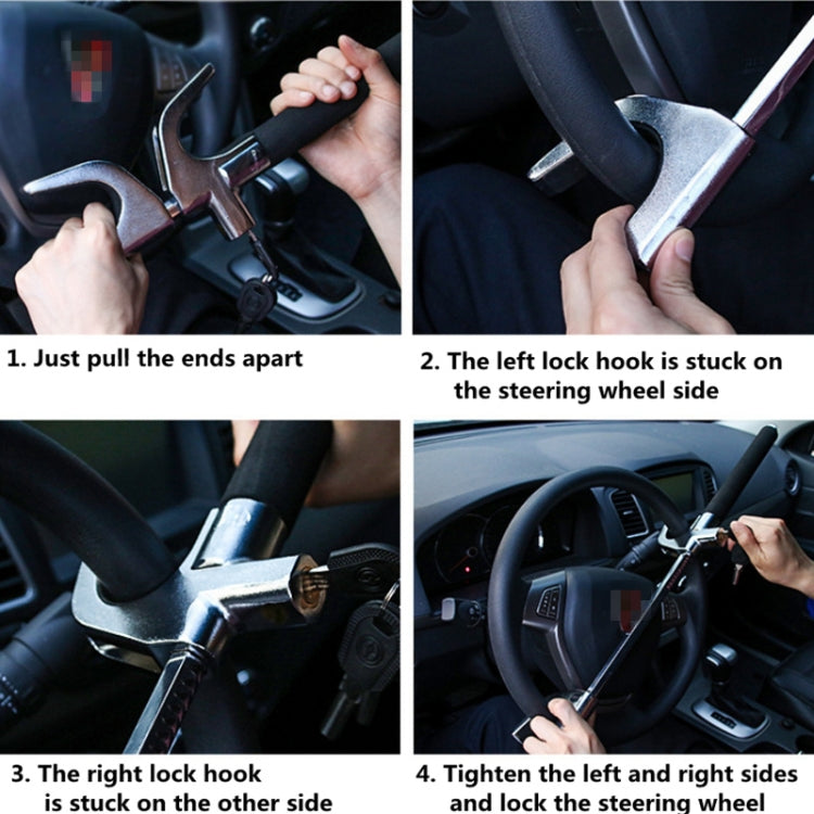 Car Adjustable Telescopic U Shape Steering Wheel Lock Anti-theft Cipher Lock with Safety Hammer - Steering Wheel Locks by PMC Jewellery | Online Shopping South Africa | PMC Jewellery | Buy Now Pay Later Mobicred