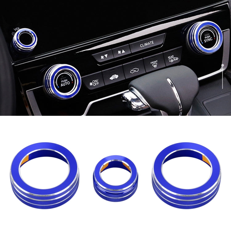 3 PCS Car Metal Air Conditioner Knob Case for Honda CR-V 2017(Blue) - Decoration Rings by PMC Jewellery | Online Shopping South Africa | PMC Jewellery | Buy Now Pay Later Mobicred