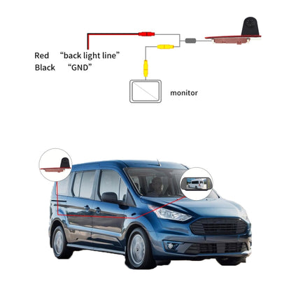 PZ477 Car Waterproof 170 Degree Brake Light View Camera + 7 inch Rearview Monitor for Ford Transit Custom - Rear View Cameras by PMC Jewellery | Online Shopping South Africa | PMC Jewellery | Buy Now Pay Later Mobicred