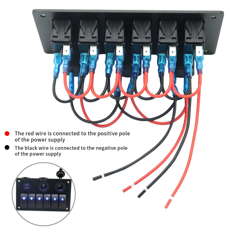 Multi-functional Combination Switch Panel 12V / 24V 6 Way Switches + Dual USB Charger for Car RV Marine Boat (Green Light) - Car Switches by PMC Jewellery | Online Shopping South Africa | PMC Jewellery | Buy Now Pay Later Mobicred