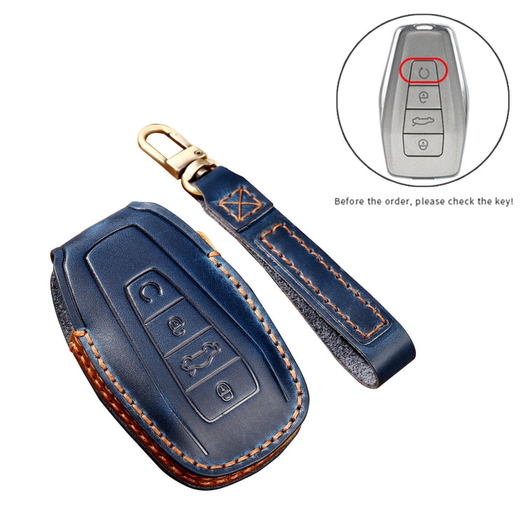 Hallmo Car Cowhide Leather Key Protective Cover Key Case for Geely Emgrand B Style(Brown) - Car Key Cases by Hallmo | Online Shopping South Africa | PMC TechLife | Buy Now Pay Later Mobicred